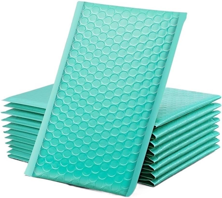 Buste imbottite Poly Mailers, Buste imbottite con bolle d'aria multicolore, varie misure, confezione da 100(Green,12 * 18cm)