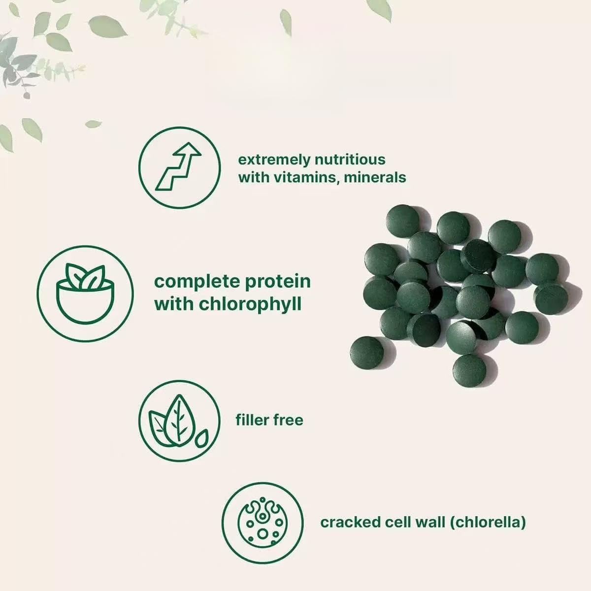 Spirulina Chlorella, Algenmischung | Gebrochene Zellwand | Für Eine Bessere Absorption, Gentechnikfrei, Füllstofffrei