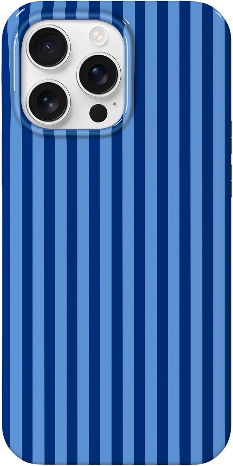  for iPhone 11 Case Cute Striped Aesthetic Design Simple Stripes Cover 6.1", Thin Slim Soft TPU Bumper Shockproof Rubber Protective Phone Cases for Women Girls Girly Boys, Blue and White thumbnail