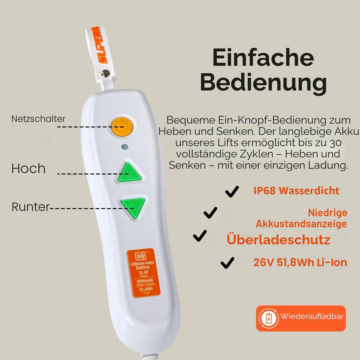 SuperHandy GoRise LT Tragbarer Boden- und Badewannenlift – leicht, faltbar, 150 kg Kapazität, wasserdicht, ergonomischer Sitz mit abnehmbaren Paneelen, 8,6 kg [zum Patent angemeldet]