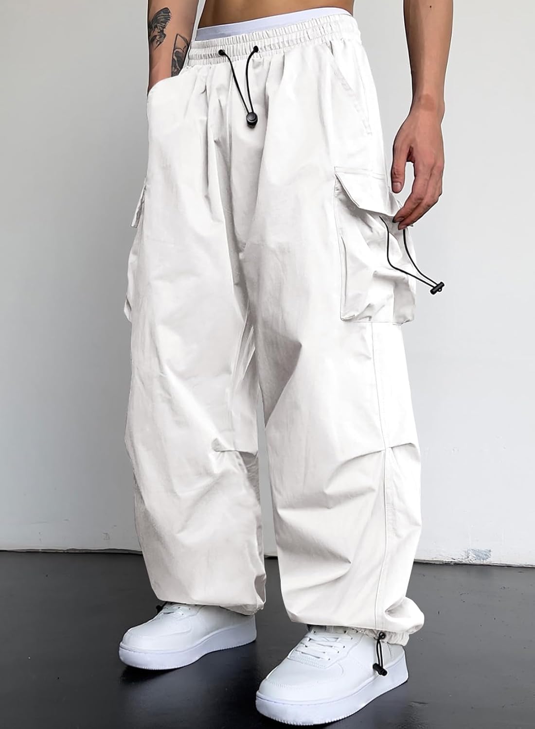 JMIERR Men's Baggy Cargo Pants Trendy Casual Parachute Pant Loose Fit Harem Joggers with Pockets for Streetwear - Image 2