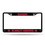 Rico Industries NCAA Rutgers Scarlet Knights Standard Black Chrome Frame with Decal Inserts 12 x 6 Car/Truck Auto Accessory