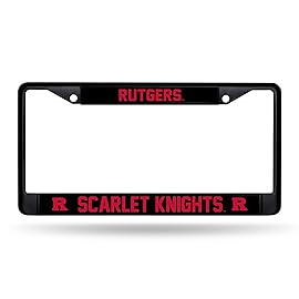 Rico Industries NCAA Rutgers Scarlet Knights Standard Black Chrome Frame with Decal Inserts 12 x 6 Car/Truck Auto Accessory