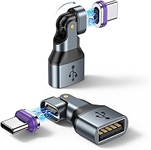 AUFU USB auf USB C Magnet Adapter 2 Stück, 16PIN 18W OTG Adapter USBC 2.0 Type C Magnetischer für Phone 16 15 Pro Max, Mac-Book Pro, Galaxy S25 und Typ C Geräte