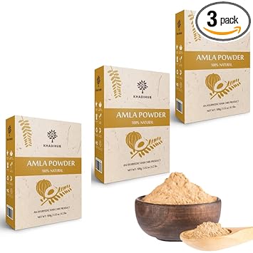 khadihub 100% Pure and Natural Amla Fruit powder 100 gm x 3 pack