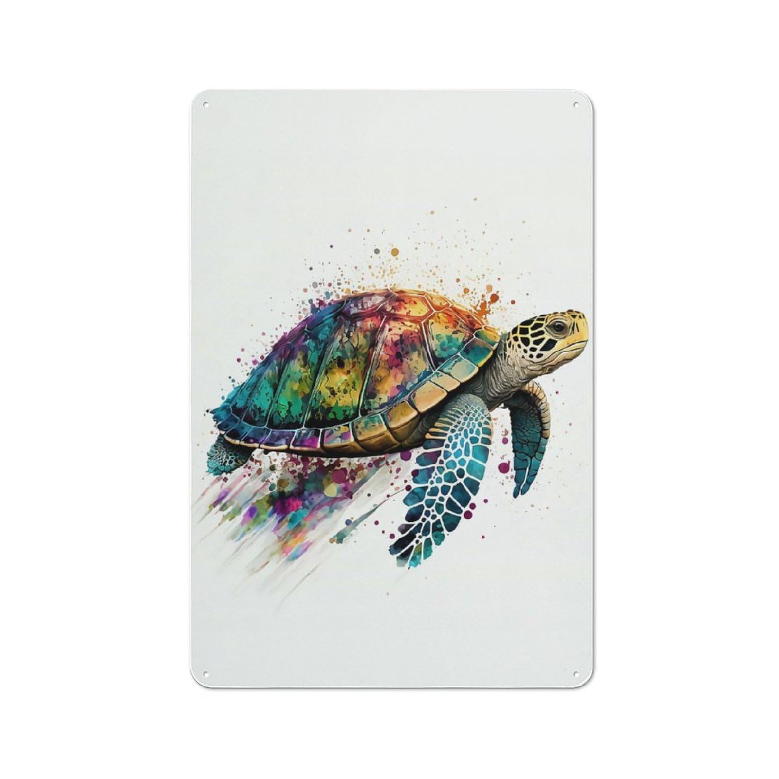 Junmoney Colourful Turtle Nostalgic Decorative Tin Sign 30X20cm Featuring Old Style Wall Plaque For Kitchen, Hallway, Bar Or Small Cafe