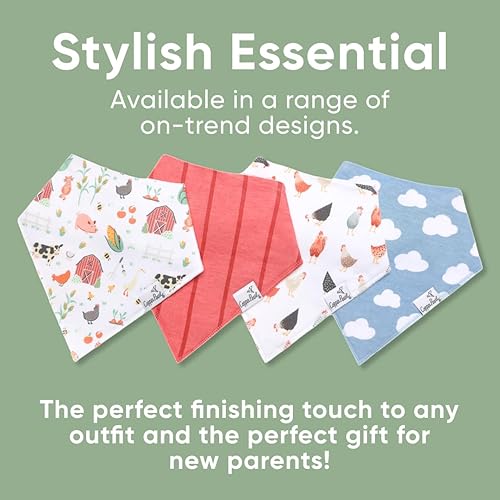 Miniatura 127 de Copper Pearl Paquete de 4 baberos de algodón suave para babeo y dentición, baberos absorbentes para bebés niñas y niños, ajustables para adaptarse a
