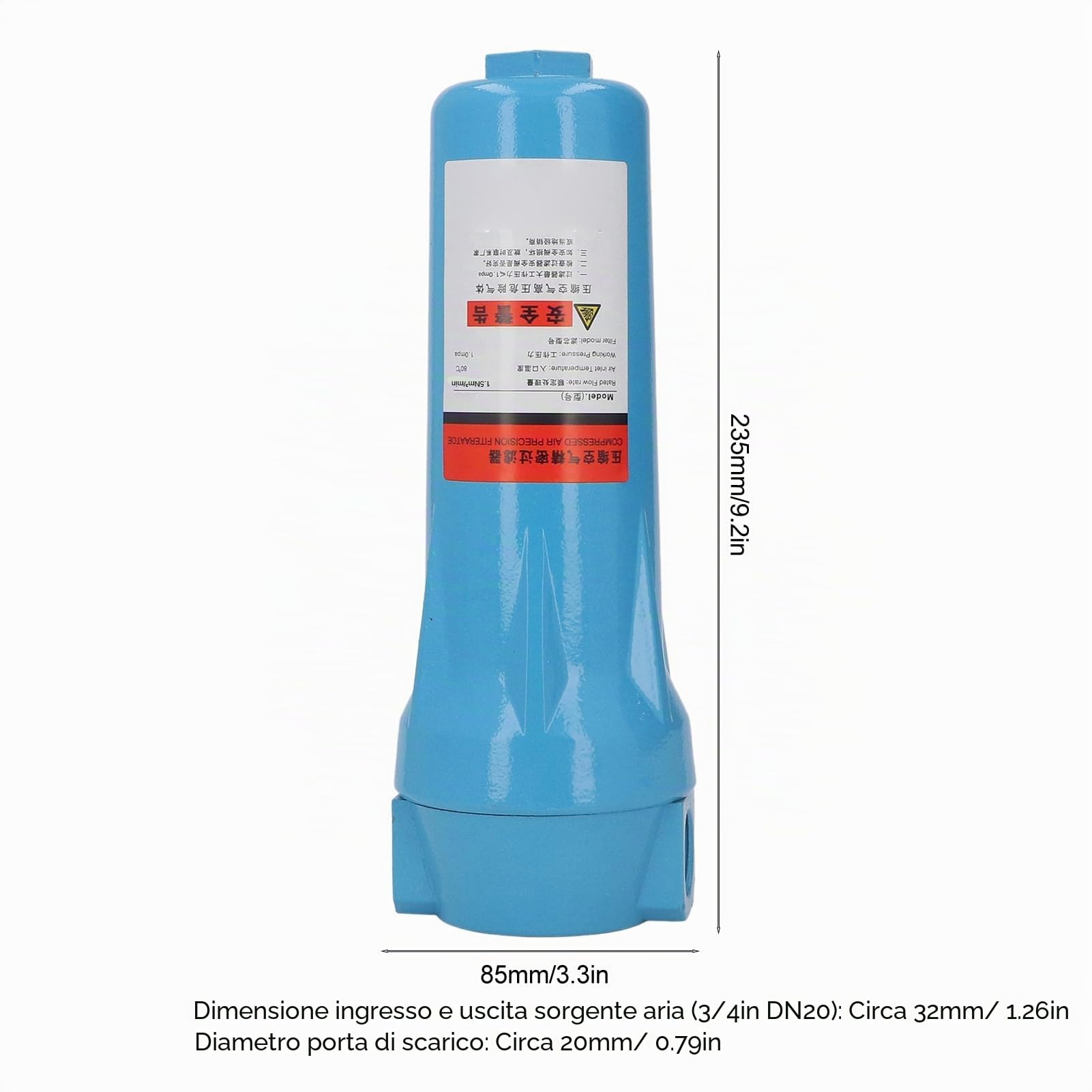 Essiccatore per Compressore, Essiccatore per Compressore d'aria Essiccatore Compresso Filtro 'aria Filettatura Trasparente Perdita Alloggiamento Ispessito Serbatoio di