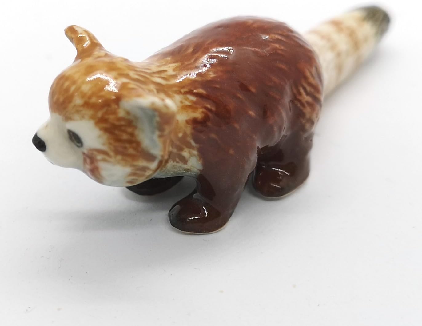 Red Panda Figurine Ceramic Animal Craft Miniature Collectible Porcelain Personalized Gift, Brown