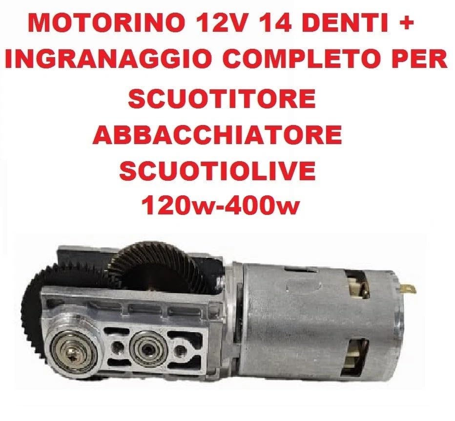 Motorino 12V 14 Denti 120W-400W Per Scuotiolive E Abbacchiatore – Include Tubetto Di Grasso