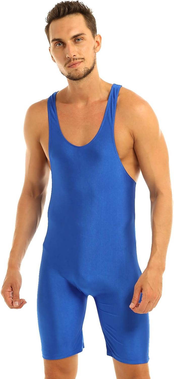 Body Homme Métallique Hedmy – Sans Manches, Décolleté En U – Pour Sport, Fête, Club – En Polyester/élasthanne