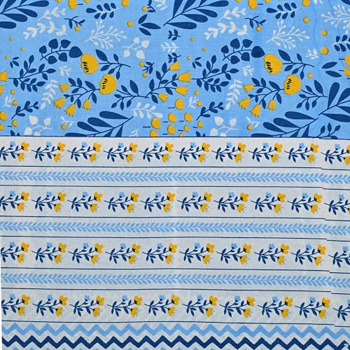 Image of 100% Cotton Single Bedsheet with 1 Pillow Cover | 240 TC Pure Cotton Flat Bed Sheet | Traditional Jaipuri Printed Bedding Set | Soft & Breathable | 60 x 90 Inch (Rangmahal Single 21)