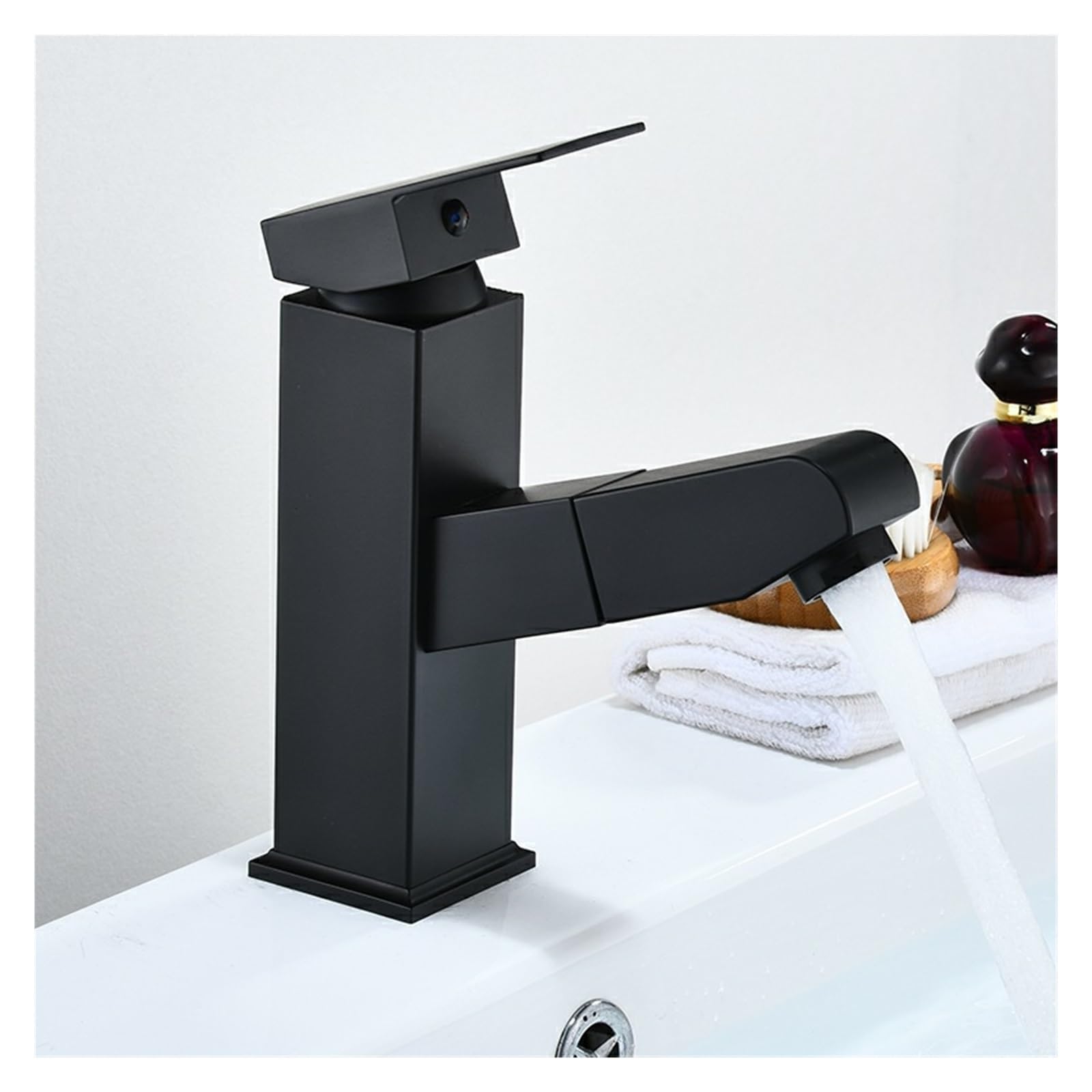Robinet de cuisine extractible en acier inoxydable mitigeur noir pour évier