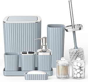 Amazon.com: Umimile Grey Bathroom Accessories Set, 9-Piece Bathroom Set ...
