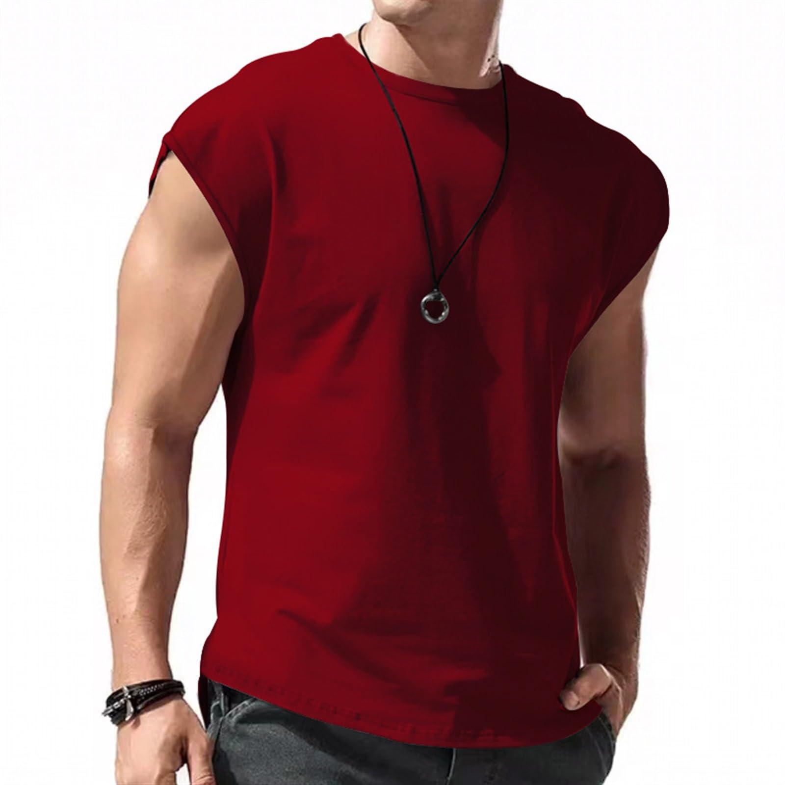 Canottiere da Allenamento da Uomo, Magliette da Palestra Senza Maniche, Pantaloncini da Jogging, Tute da Jogging(Red,XX-Large)
