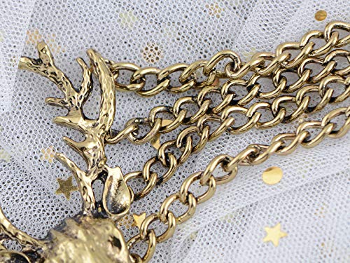 Alilang Golden Tone Vintage Antique-Inspired Deer Bangle Chain Cuff Bracelet3