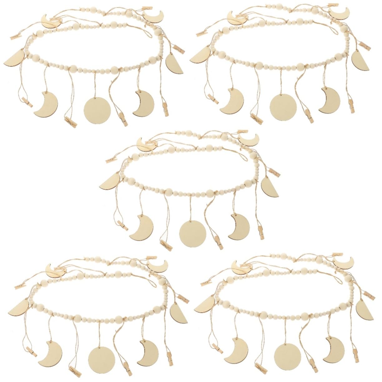 Alipis 5 Stück Wandfoto Organizer mit Clips Holzperlen Girlande zur Kreativen Fotoanzeige für Hochzeiten Geburtstage und Wohnkultur Langlebiges Design für Persönliche Erinnerungen und