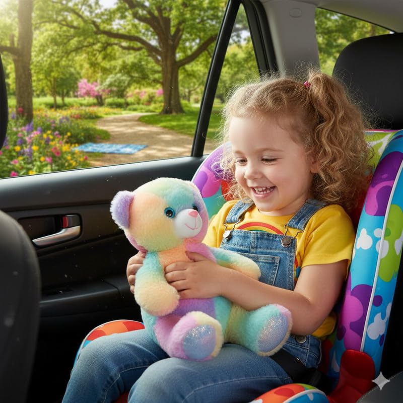 Image of Bear Plush Soft Toy Baby - Rainbow | Cute Stuffed Animal for Kids | Huggable Cuddly Bear for Girls & Boys | Soft Plush Toy for Play & Fun