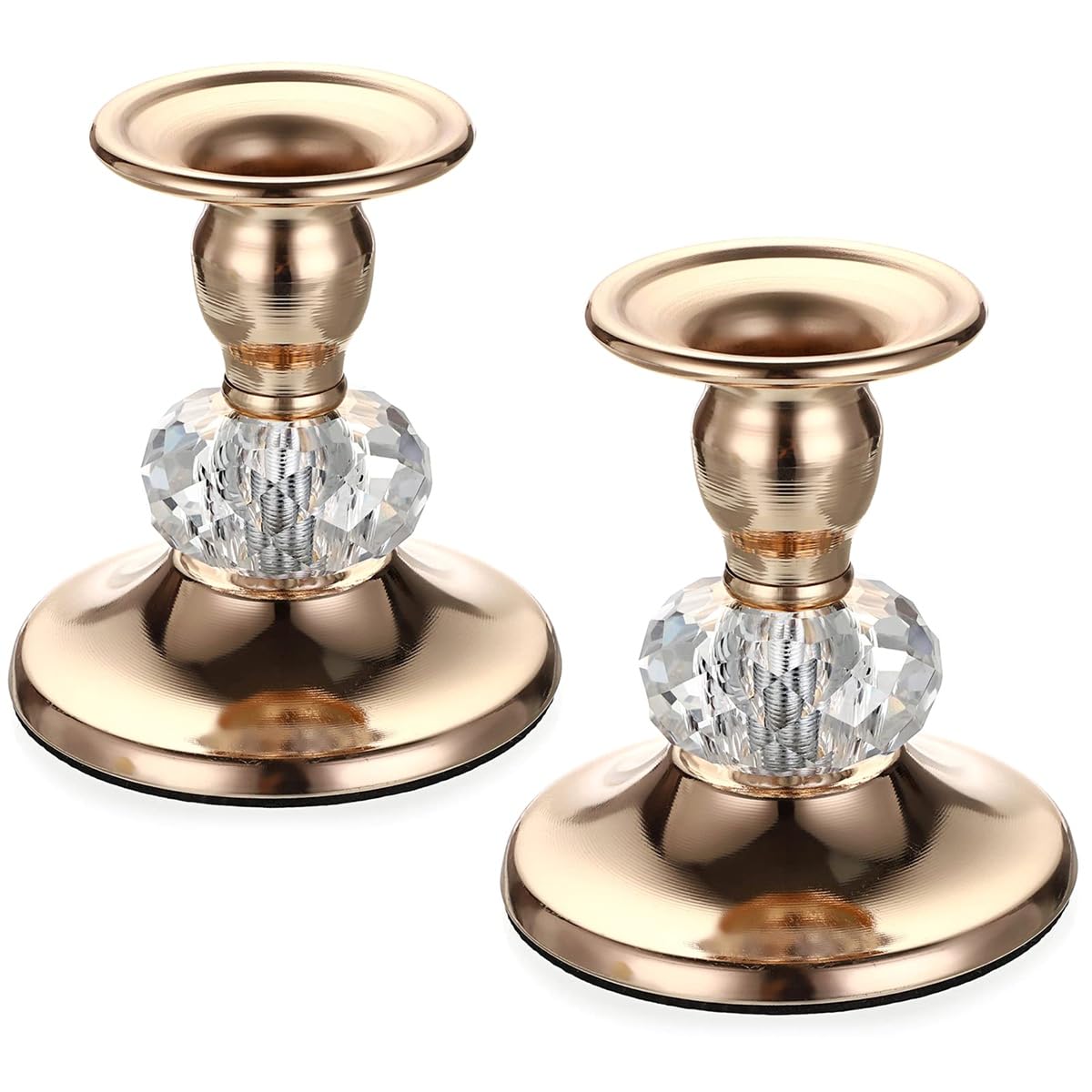 IJSDNVJNDX Crystal Candle Stands 2PCS Gold Metal Taper Candlestick Holders Vintage Brass Taper Candles Elegant Candlesticks