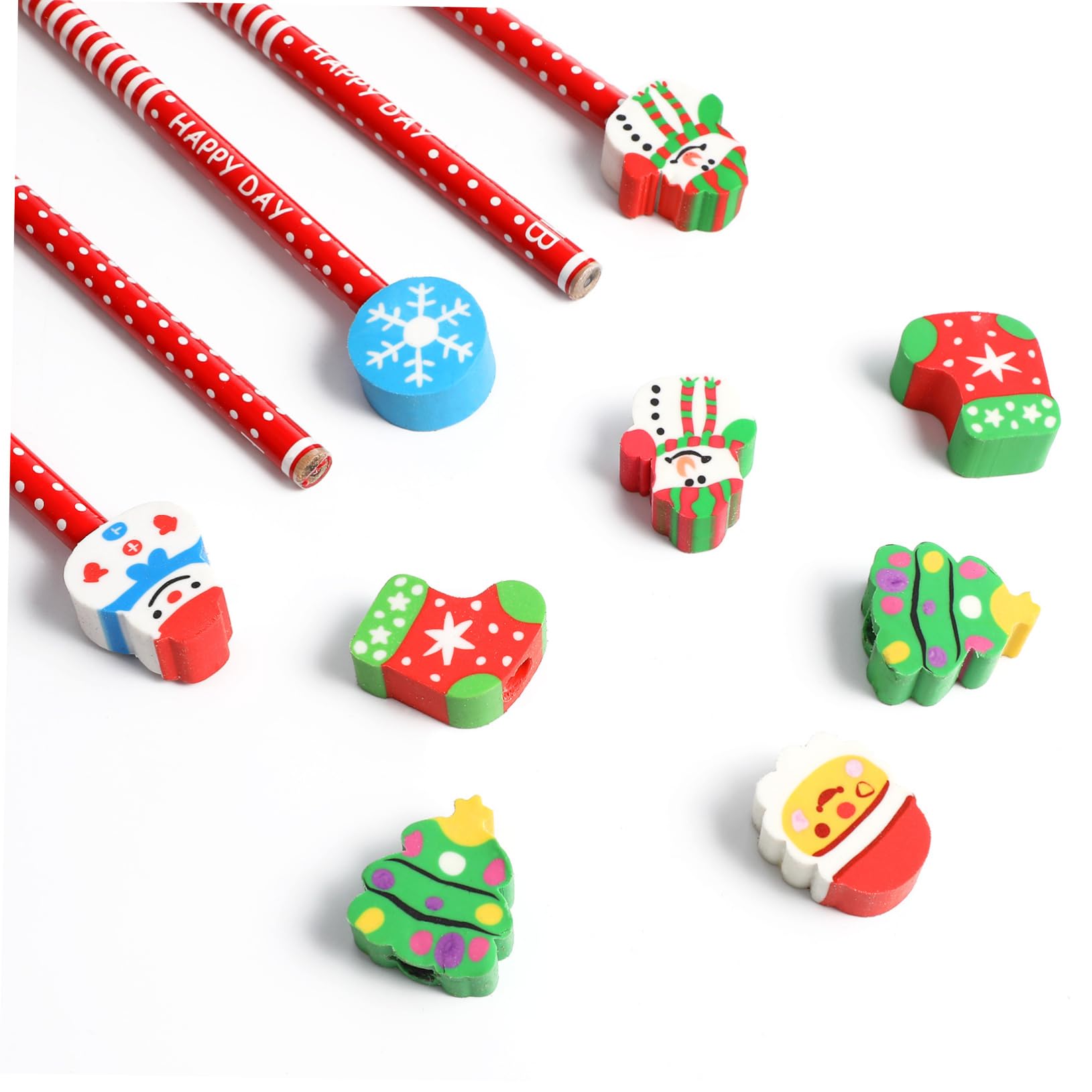 NUOBESTY 5 Set Set Di Matite in Gomma Natalizie Olowek Z Gumka Regalini Compleanno Gomme Da Cancellare Matite Natalizie Sfuse Per Matita Per Di Natale 36 Pezzi*5