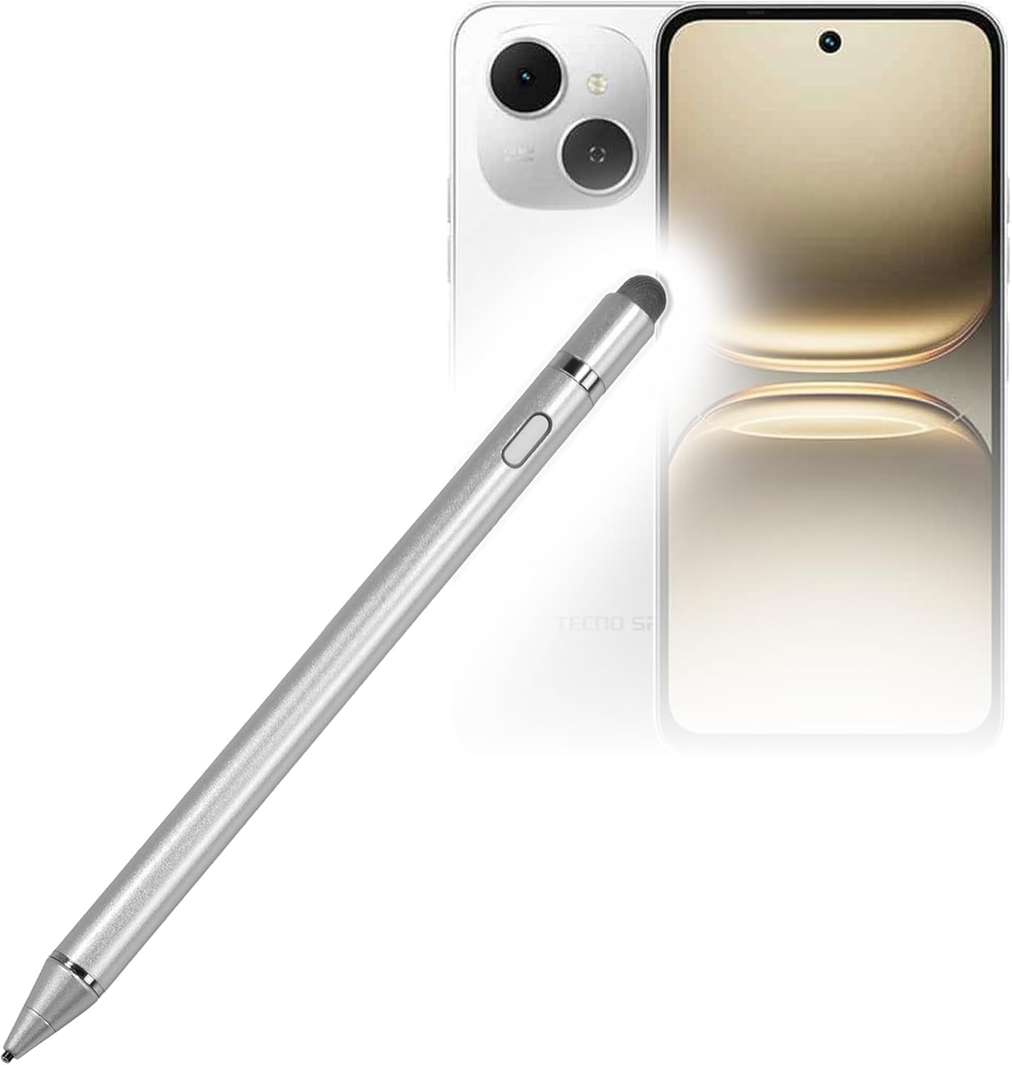 BoxWave Stylus Pen Compatible with Tecno Spark 40C - AccuPoint Active Stylus, Electronic Stylus with Ultra Fine Tip - Metallic Silver