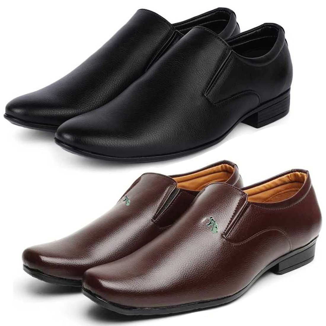 Stylish Synthetic Leather Formal Shoes Combo for Men's and Boys(Black-Brown)(Slipon-Slipon)/Office Shoes/Suit Shoes/Dress Shoes/Party Shoes-image-14