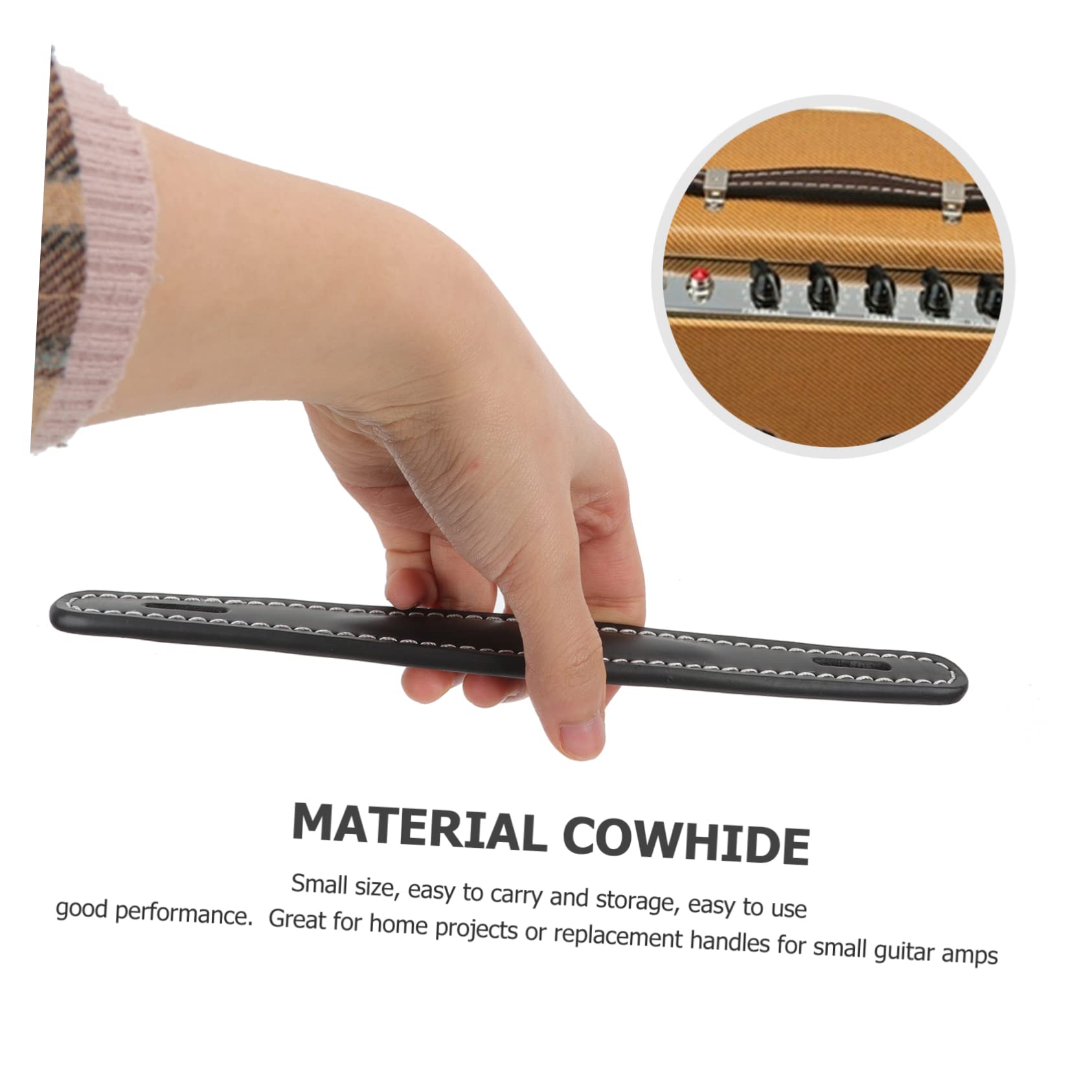 Poignée Noire Pour Ampli Guitare – Diamètre 8 Mm, Cuir PU Robuste Avec Fixations, Remplacement Facile Et Confortable