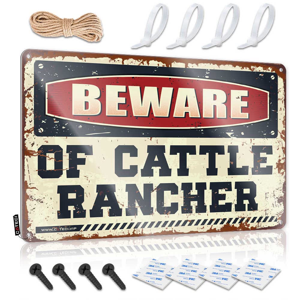 Funny Signs For Bar Beware Of Cattle Rancher Sign Personalized Bar Signs Funny Outdoor Signs(30X40CM)
