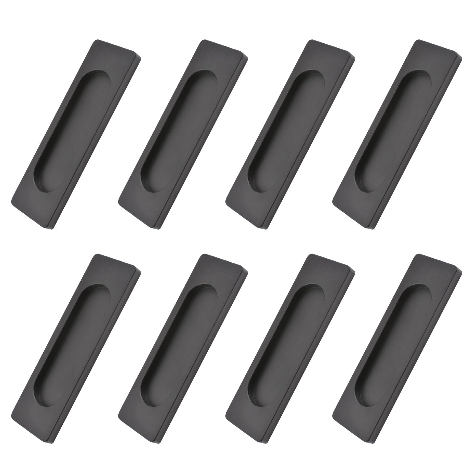 MOROBOR Self-Stick Rectangular Sliding Door Pulls, 12pcs Aluminum Alloy Flush Pull Punch-Free Handle for Sliding Barn Door Windows Cabinets (Matte Black, 100mm) — image 1