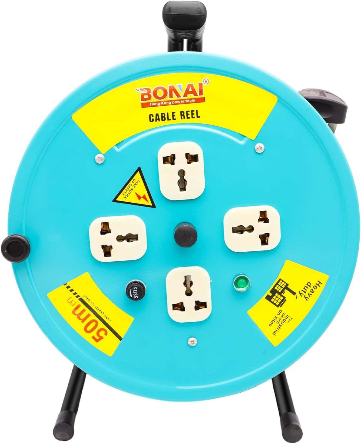 50-Meter Extension Reel: Efficient Indoor Power Enhancement with 4 Sockets and Fuse Protection