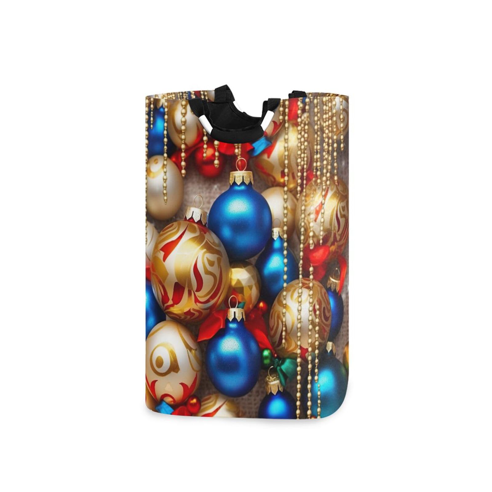 Jihqo Laundry Hamper Basket Christmas Balls Collapsible Nursery Storage Bin Waterproof Clothing Baskets for Home Bedroom Bathroom Washing Room