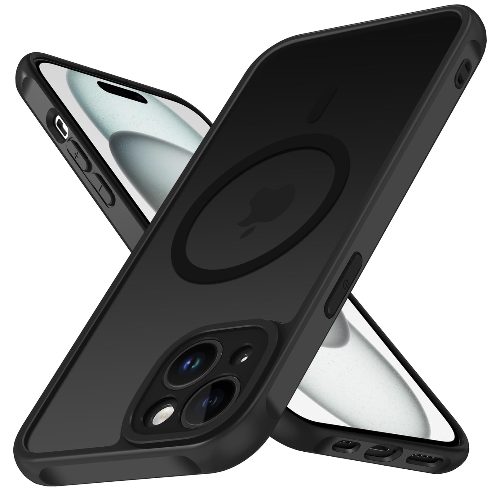 ivoler Funda Magnética para iPhone 15 Plus/iPhone 14 Plus, Compatible con MagSafe, [Protección Militar] Carcasa Protectora Antigolpes Antiarañazos Translúcida Mate Trasera Fina Case, Negro