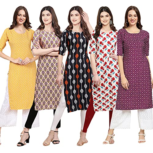 Image of Pinkmint Women's Crepe Digital Print Straight Kurta