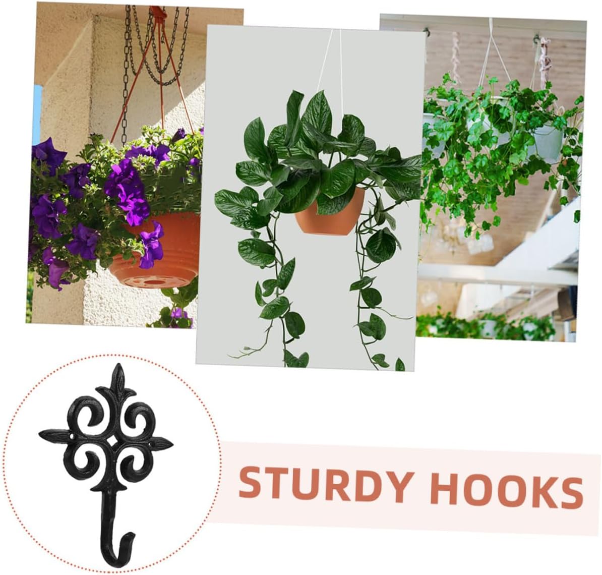 Ciieeo 3pcs Metal Garden Hooks for Hanging Planters, Flower Pot Bracket Hooks for Outdoor Balcony, Wind Chime, Bird Feeder, and Hanging Basket Support