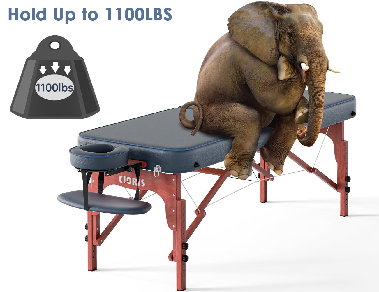 CLORIS Lettino da massaggio professionale da 213,4 cm, portatile, con gambe in legno rinforzato, supporta fino a 500 kg, pieghevole, leggero, per spa, saloni, tatuaggi, massaggi, lettini regolabili in