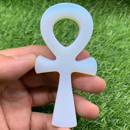 VWWJCCRO 1 Colgante de Cruz egipcia opalita Cristal Tallada a Mano 80-90 mm con Llaves la Vida for decoración Regalos