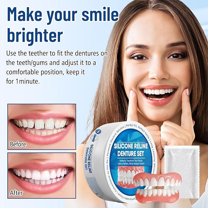 Silicone Denture Reline Kit – Easy DIY Soft Silicone Denture Reliner for Upper & Lower Dentures, Comfortable, Long-Lasting Cushion - Image 2 thumbnail