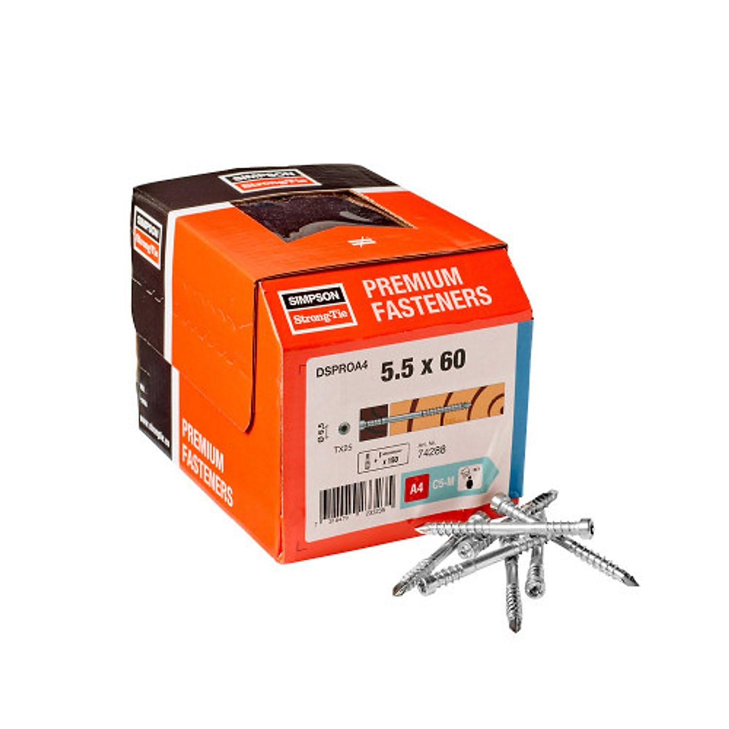 Viti per terrazze in acciaio inox A4 – DSPROA4 Simpson – 150 viti Ø 5,5 x 60 mm