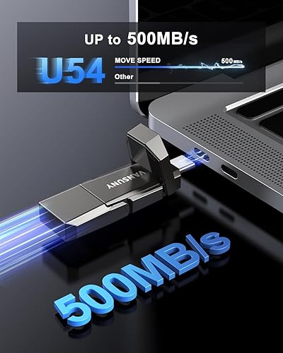 Miniatura 3 de Vansuny Disco duro externo portátil de 1 TB de hasta 500 MBs Unidad de estado sólido USB 3.2 Gen 2 Dual SSD para teléfono Android, tableta, laptop,