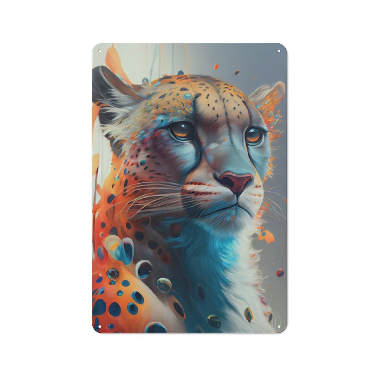 Junmoney The Brave Cheetah Vintage Cafe Metal Sign 30X20cm Featuring Bistro Wall Plaque For Cafe, Bistro, Bakery Or Restaurant