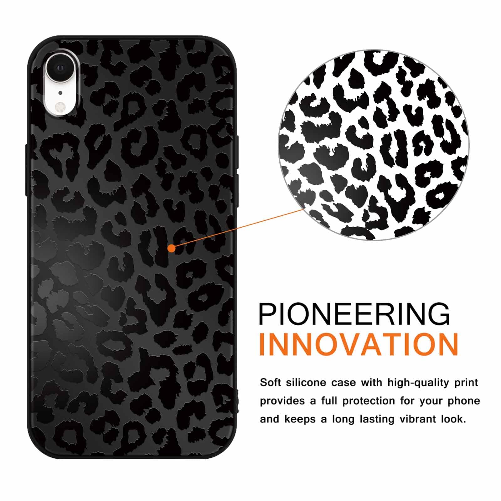 Yoedge 2 Pack Black Leopard Phone Case Compatible with iPhone XR 6.1", Ultrathin Soft Silicone with Aesthetics Pattern, Shockproof Bumper Protector Matte Girls Women Cover for iPhone XR, Cheetah — view 2