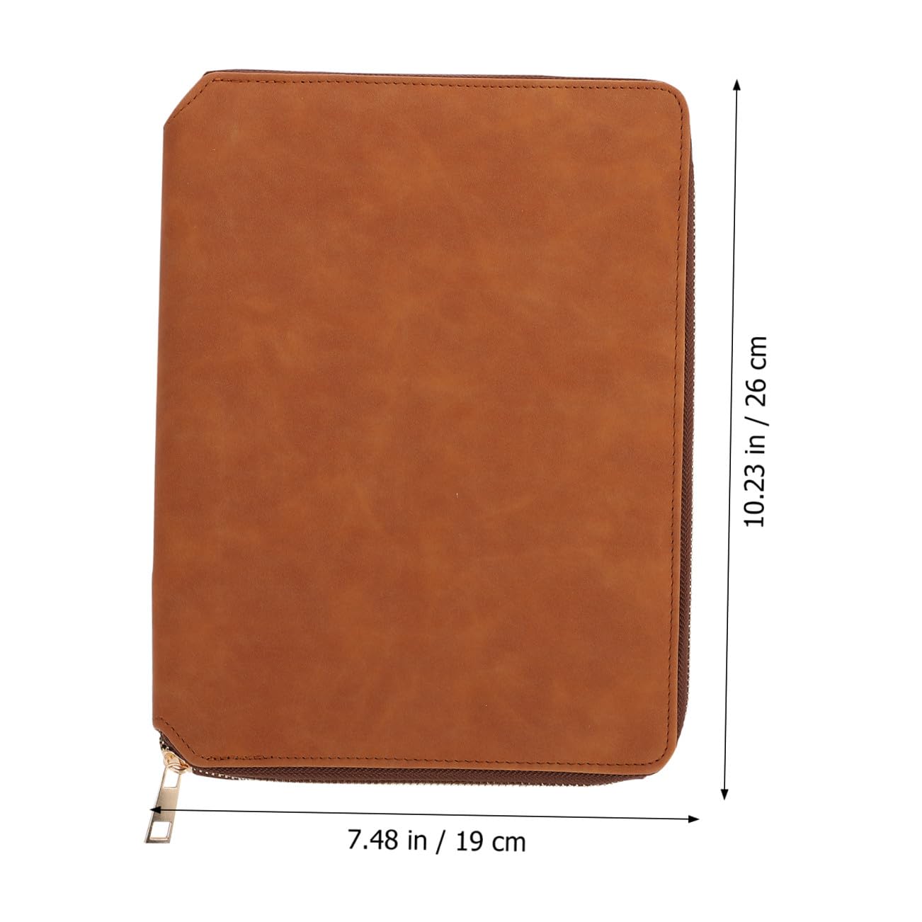 CALLARON Bloc-notes A5 Professionnel avec Fermeture Éclair, Carnet à Feuilles Détachables en Simili Cuir Marron, Cahier Organiseur pour Bureau et Usage Quotidien, Accessoire de Papeterie