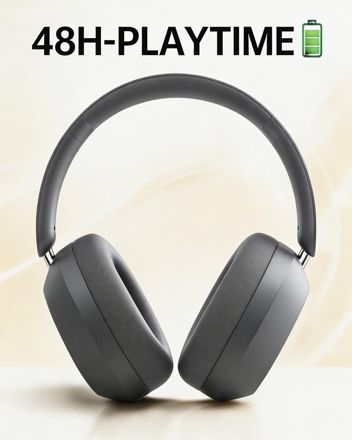 Wentronic Y05 Wireless Bluetooth Over-Ear Headphones – Noise Cancelling & Active Hi-Res Sound, 48H Playtime, Soft Comfort Earcups, Feel the Music Everywhere, Works with Android, iOS & PC, Grey