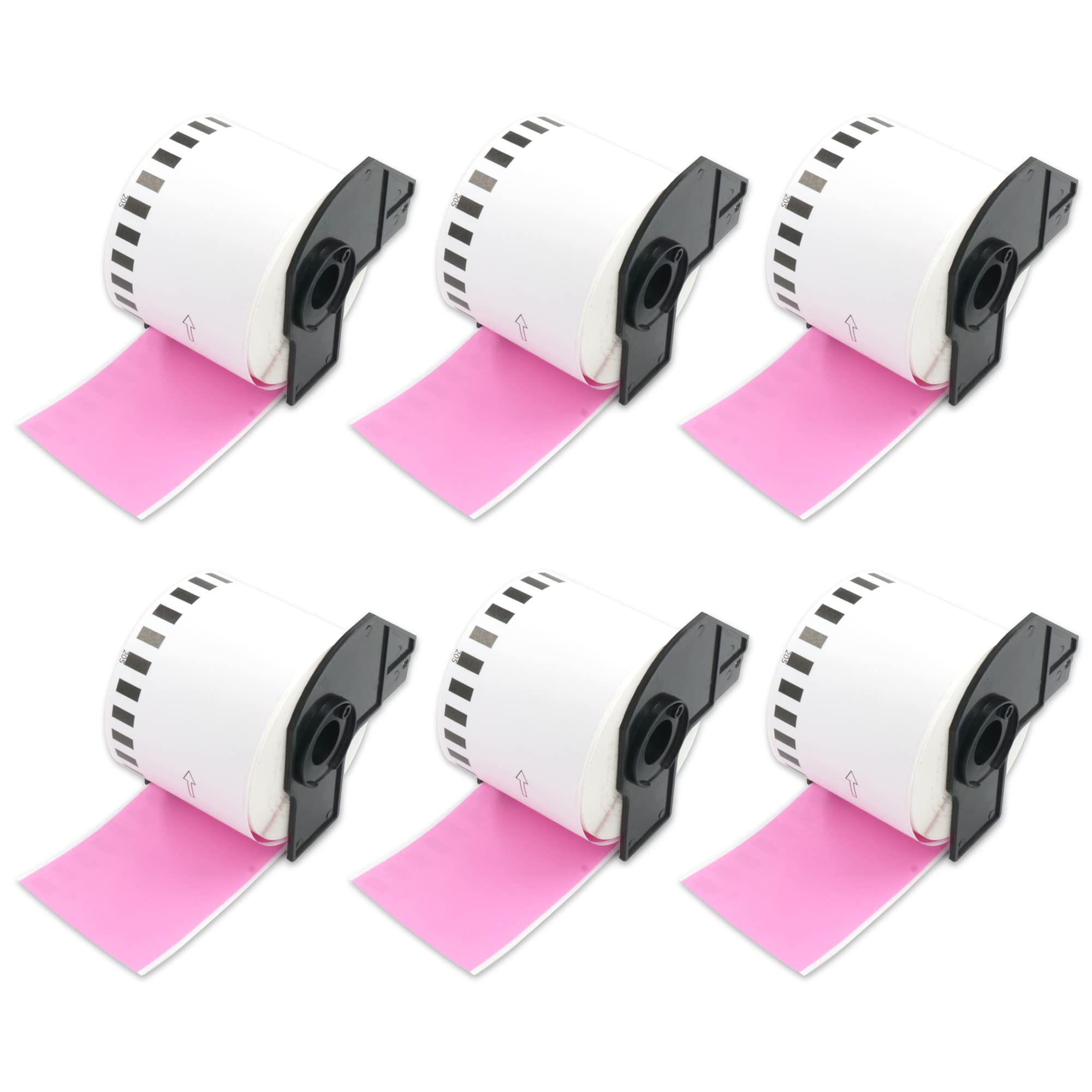 BETCKEY Replace for Brother DK-2205 2.4 in x 100 ft Pink Labels[6 Roll]