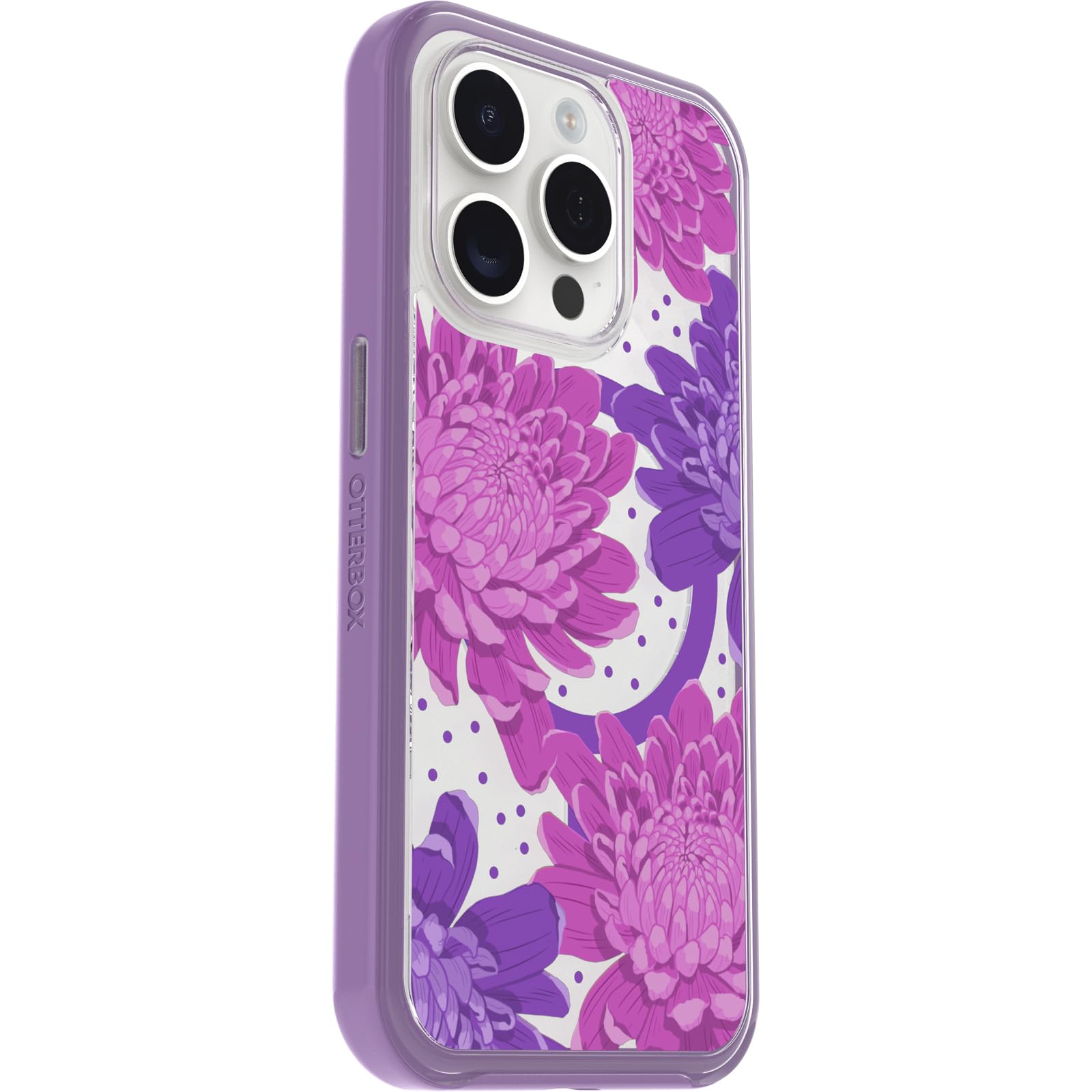 OtterBox Cover per Apple iPhone 15 Pro Symmetry Clear MagSafe, resistente a shock e cadute fino; sottile, testata 3x norme MIL-STD 810G, Papercut Flowers
