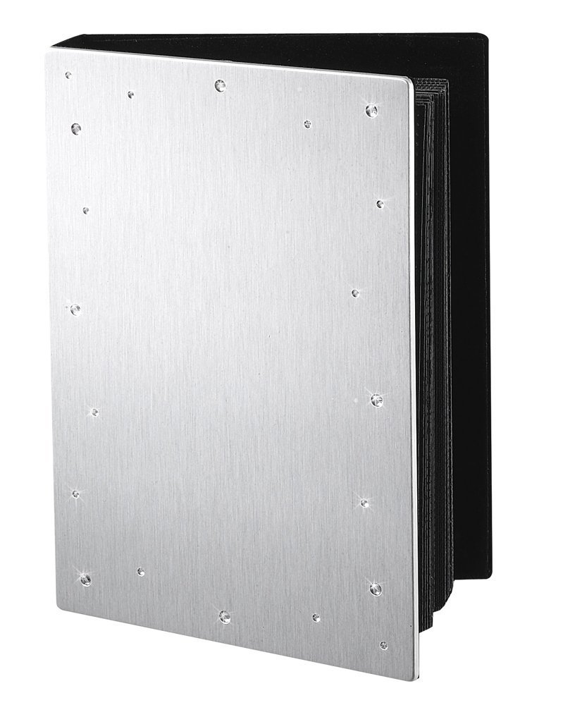 Upper Gifts Brush Silver Metal Photo Album with Clear Stones, Holds 48 Photos (4" x 6")