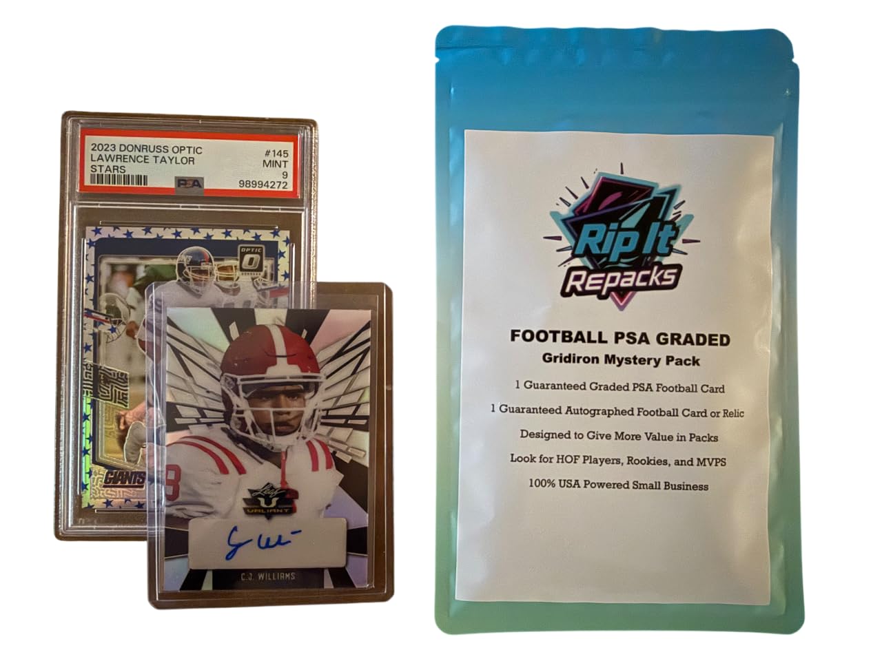 RIP IT REPACKS Football Card Mystery Pack with Guaranteed PSA Graded Card  and Autograph or Relic Card : Amazon.co.uk: Toys & Games