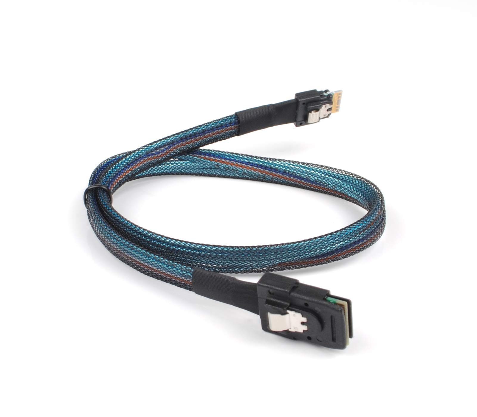 Lot de 2 câbles Heretom SFF-8654 vers SFF-8087, Slim Line SAS 4.0 SFF-8654 4i 38 broches hôte vers mini SAS 4i SFF-8087 36 broches Noir 4,8 m