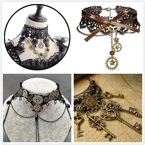 Toflen 215 Gram Antique Steampunk Gears And Skeleton Keys, Mix Steampunk Wheel Alloy Cog Gear Pendants Steampunk Charms For Crafts Jewelry Making #TOP3