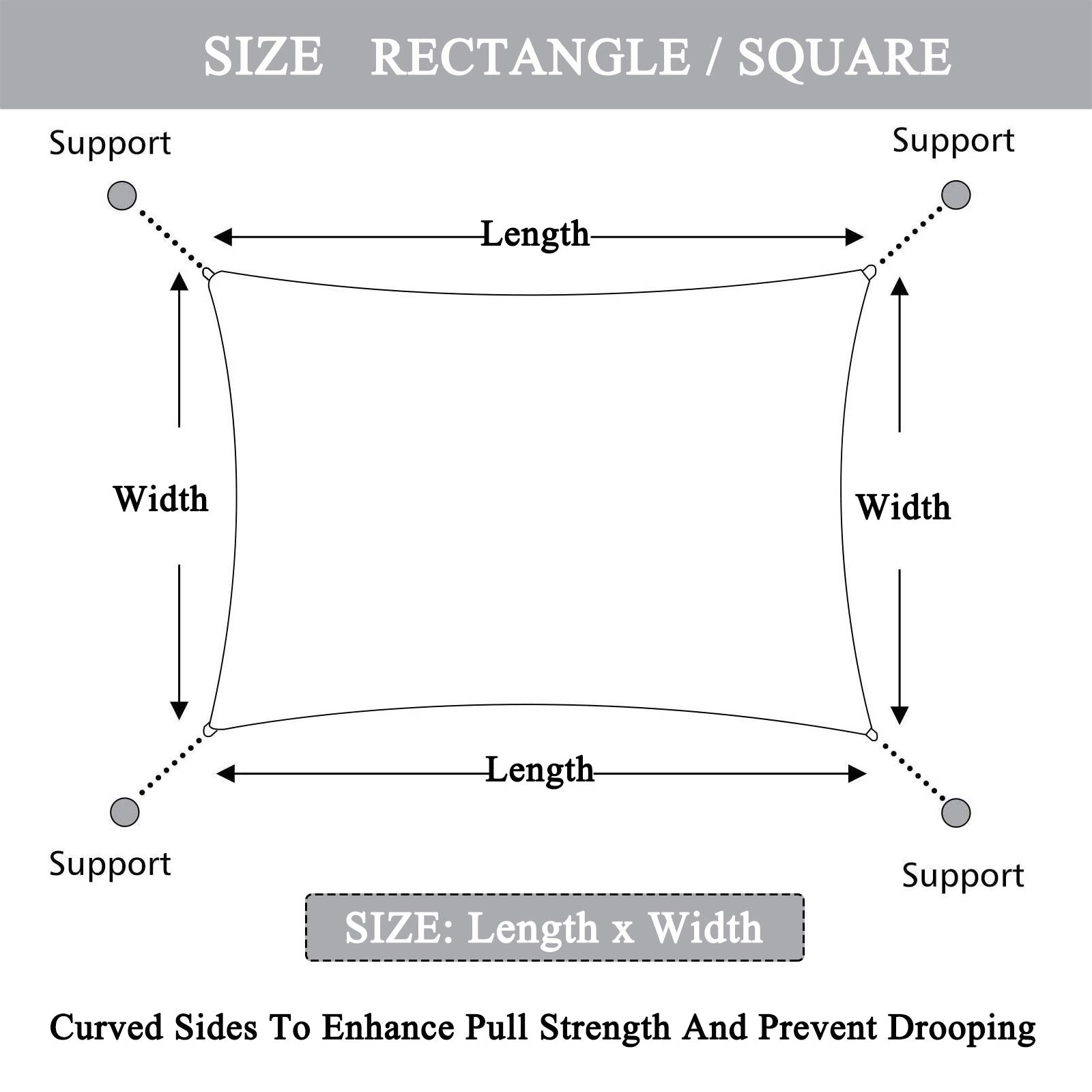 Sun Shade Sail Canopy Rectangular Waterproof UV Block Sun Shade Awning with Fixing Kit, for Outdoor Patios Garden Backyard-Cream|| 3x3m(9.8x9.8ft) — view 3